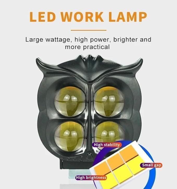 ⁦Projecteur Antibrouillard LED Forme Chouette 40W - Éclairage Jaune/Blanc ET Devil Eye Rouge - مصابيح ضباب ليد بتصميم عين البومة⁩ - الصورة ⁦7⁩