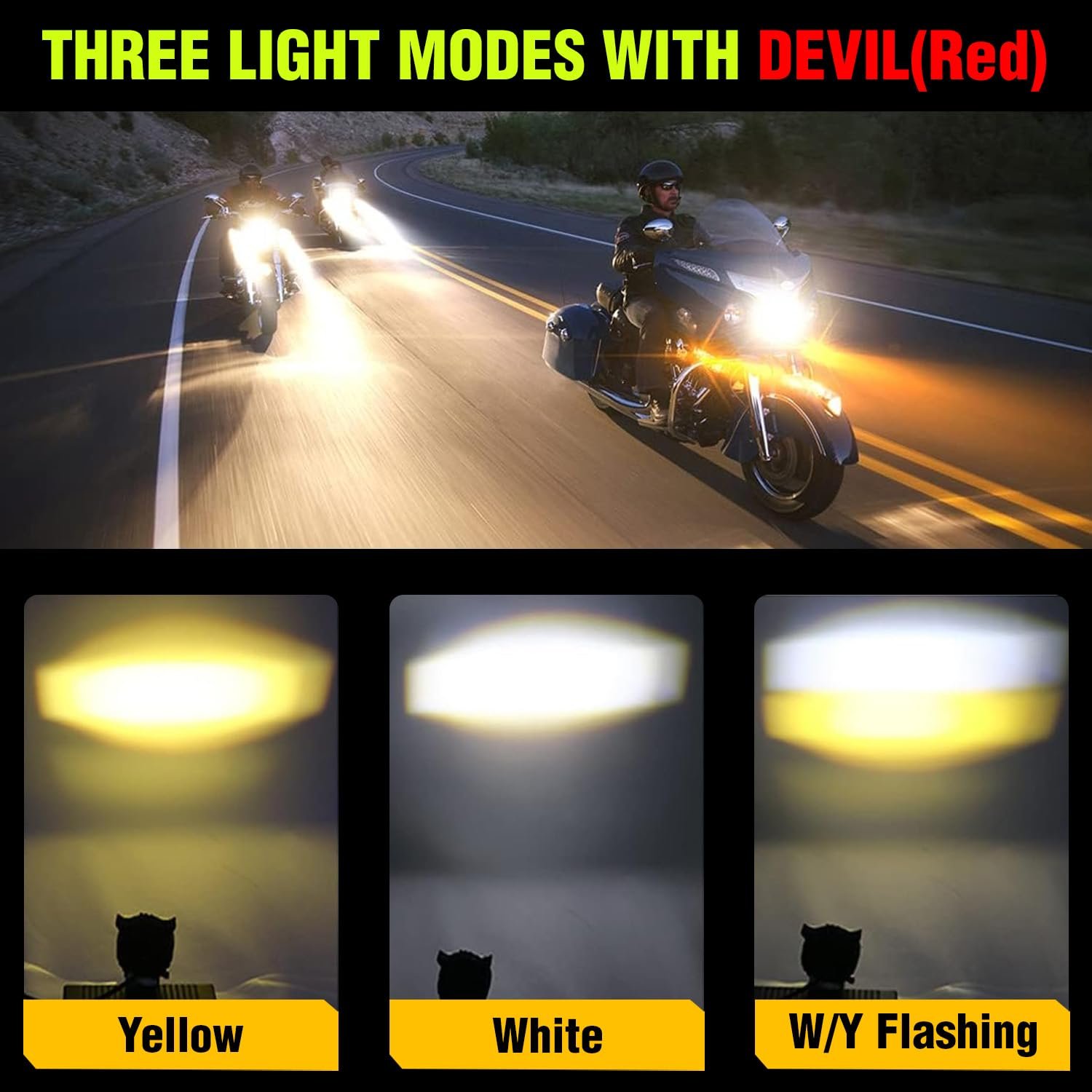⁦Projecteur Antibrouillard LED Forme Chouette 40W - Éclairage Jaune/Blanc ET Devil Eye Rouge - مصابيح ضباب ليد بتصميم عين البومة⁩ - الصورة ⁦8⁩