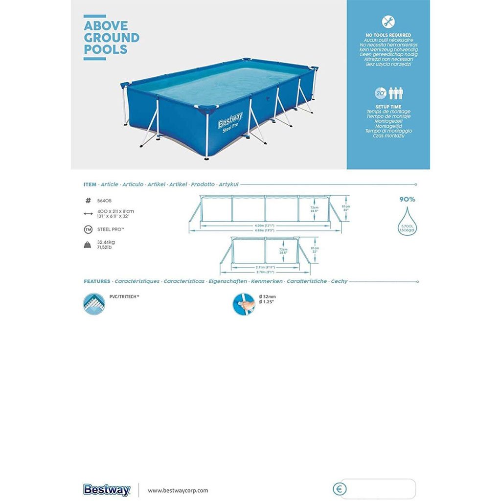 Steel Pro™ Piscine Rectangulaire 400 x 211 x 81cm Bestway - الصورة 2