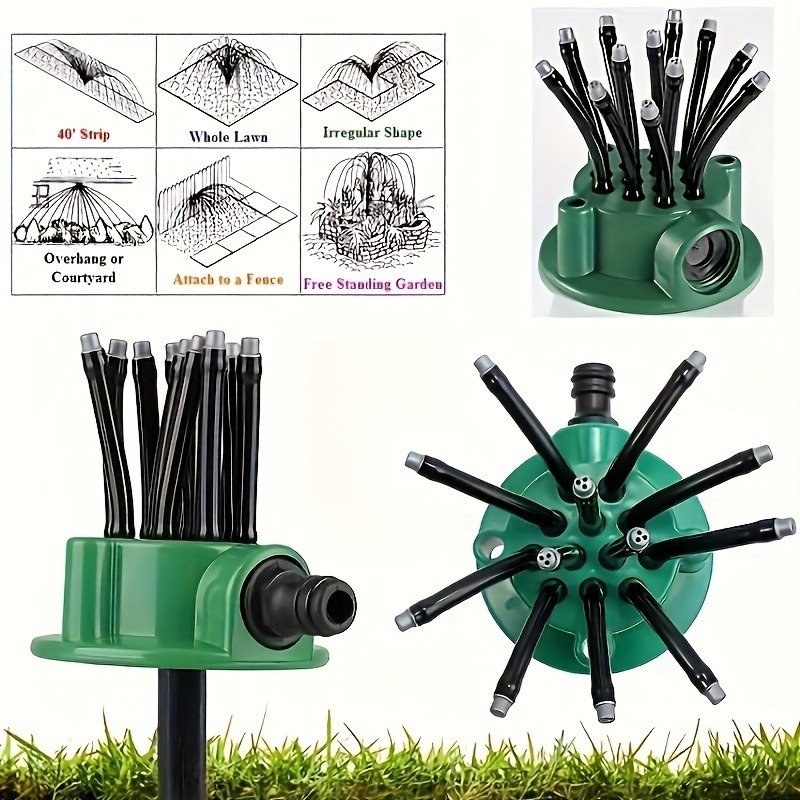 ⁦Arroseur de Jardin Rotatif 360 dégrée Multidirectionnel 12 Tuyaux Flexibles - رشاش مياه حدائق متعدد الاتجاهات 360 درجة بـ 12 خرطوم مرن⁩ - الصورة ⁦10⁩