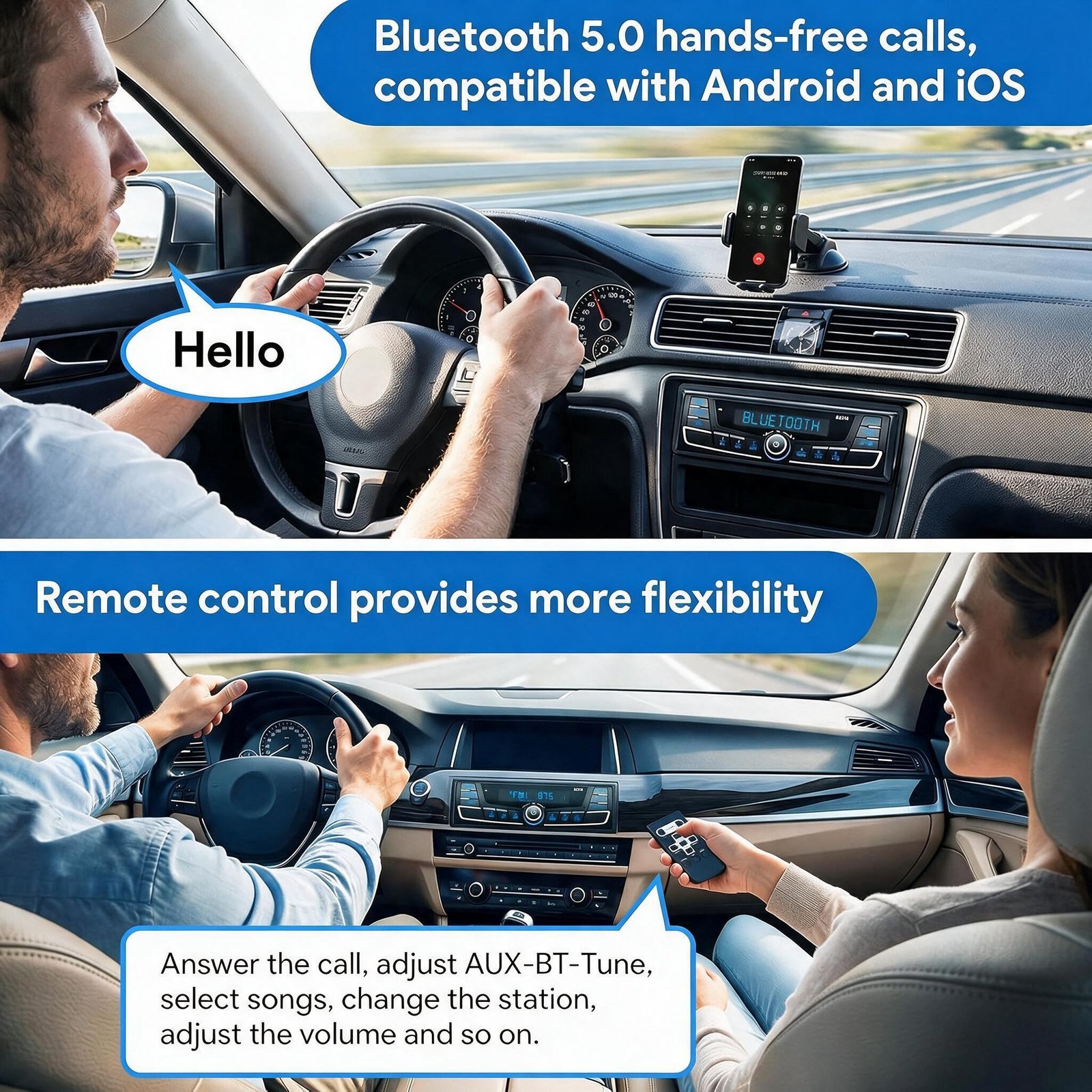 Autoradio Bluetooth 1-DIN avec Égaliseur DSP et Éclairage 7 Couleurs SP0707 - راديو سيارة بلوتوث مع ميزان صوت وإضاءة 7 ألوان - الصورة 5