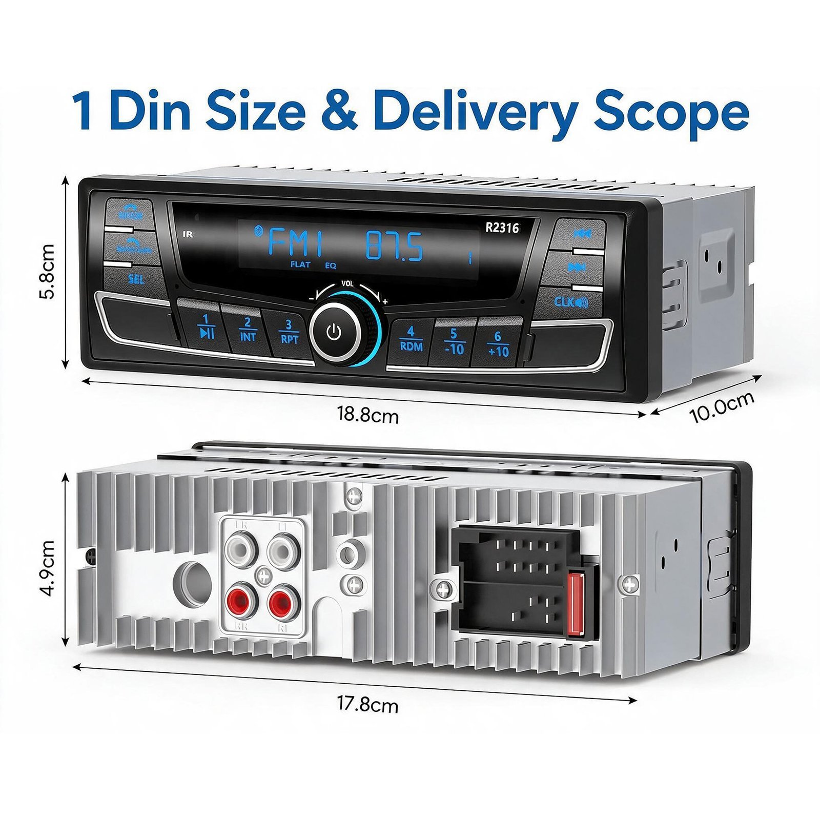 Autoradio Bluetooth 1-DIN avec Égaliseur DSP et Éclairage 7 Couleurs SP0707 - راديو سيارة بلوتوث مع ميزان صوت وإضاءة 7 ألوان - الصورة 7