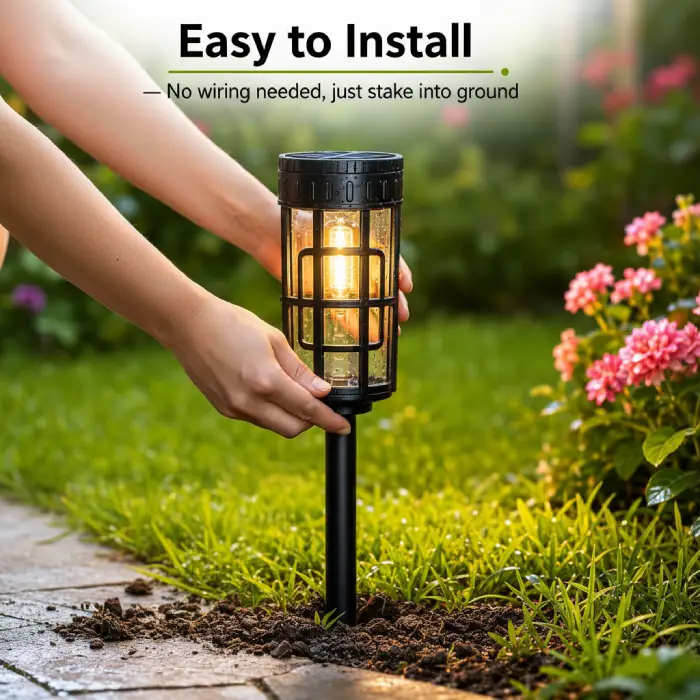 ⁦Éclairage Solaire de Jardin Extérieur avec Support Murale HW-1288B - مصابيح حدائق شمسية فاخرة إضاءة دافئة⁩ - الصورة ⁦12⁩