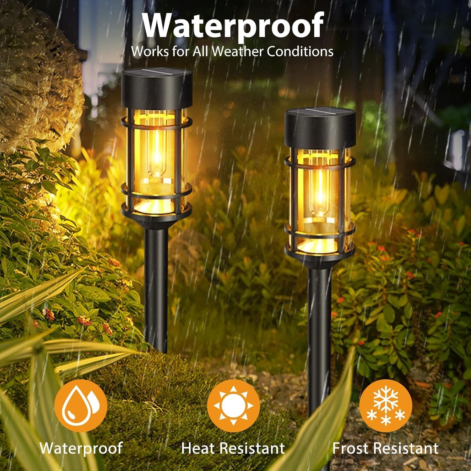 ⁦Éclairage Solaire de Jardin Extérieur avec Support Murale HW-1288B - مصابيح حدائق شمسية فاخرة إضاءة دافئة⁩ - الصورة ⁦5⁩