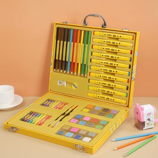 Coffret d'Art Peinture et Coloriage pour Enfants Mallette Canard Jaune - علبة أدوات الرسم والتلوين للأطفال مع حقيبة