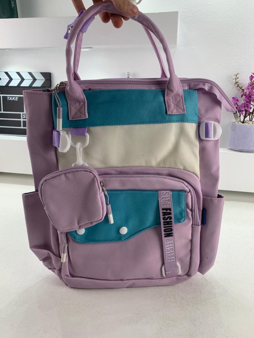 Ensemble de sacs d’école Kawai pour Enfants 2Pcs Avec Pochette Rose – محفظة 2 قطع كاواي مع محفظة صغيرة وردي - الصورة 2