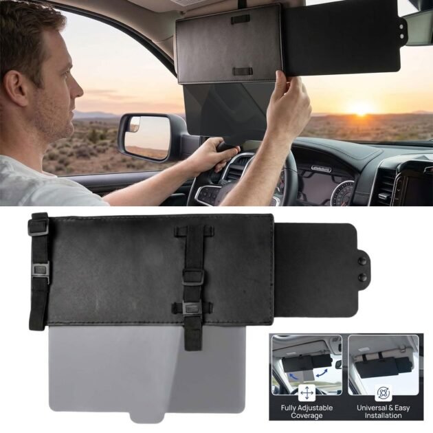 Extension de Pare-Soleil Anti-Éblouissement Ajustable pour Voiture - حاجِب شمس ومظلة للسيارات واقٍ من الأشعة فوق البنفسجية