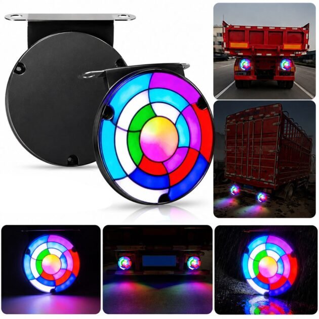 Feux Arrière LED RGB Séquentiels pour Camion 12V/24V 2 pcs Rainbow - مصابيح خلفية تحذيرية للشاحنات ملونة (قطعتين)