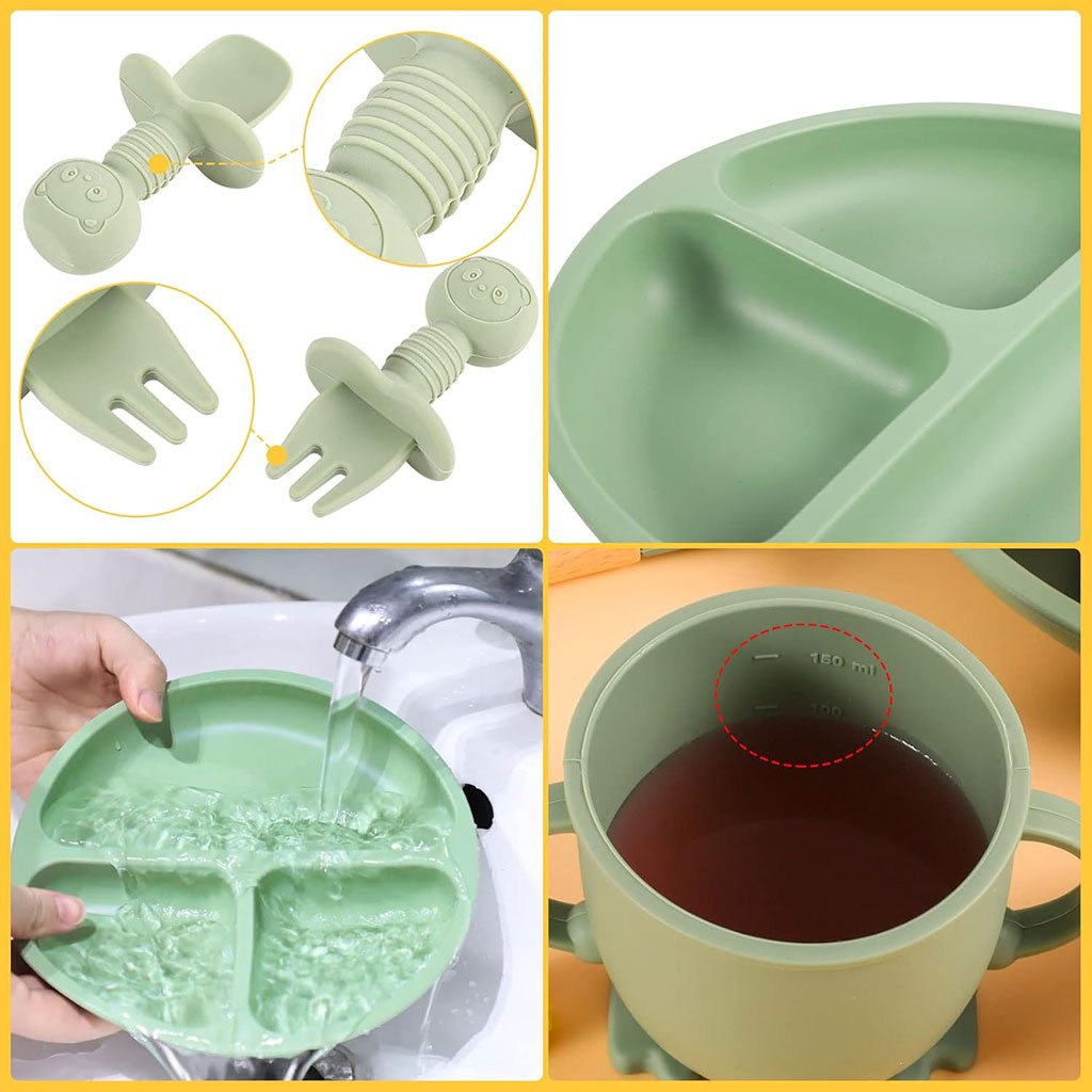 ⁦Lot de 6 accessoires d’alimentation en silicone pour bébé – طقم تغذية للأطفال⁩ - الصورة ⁦5⁩