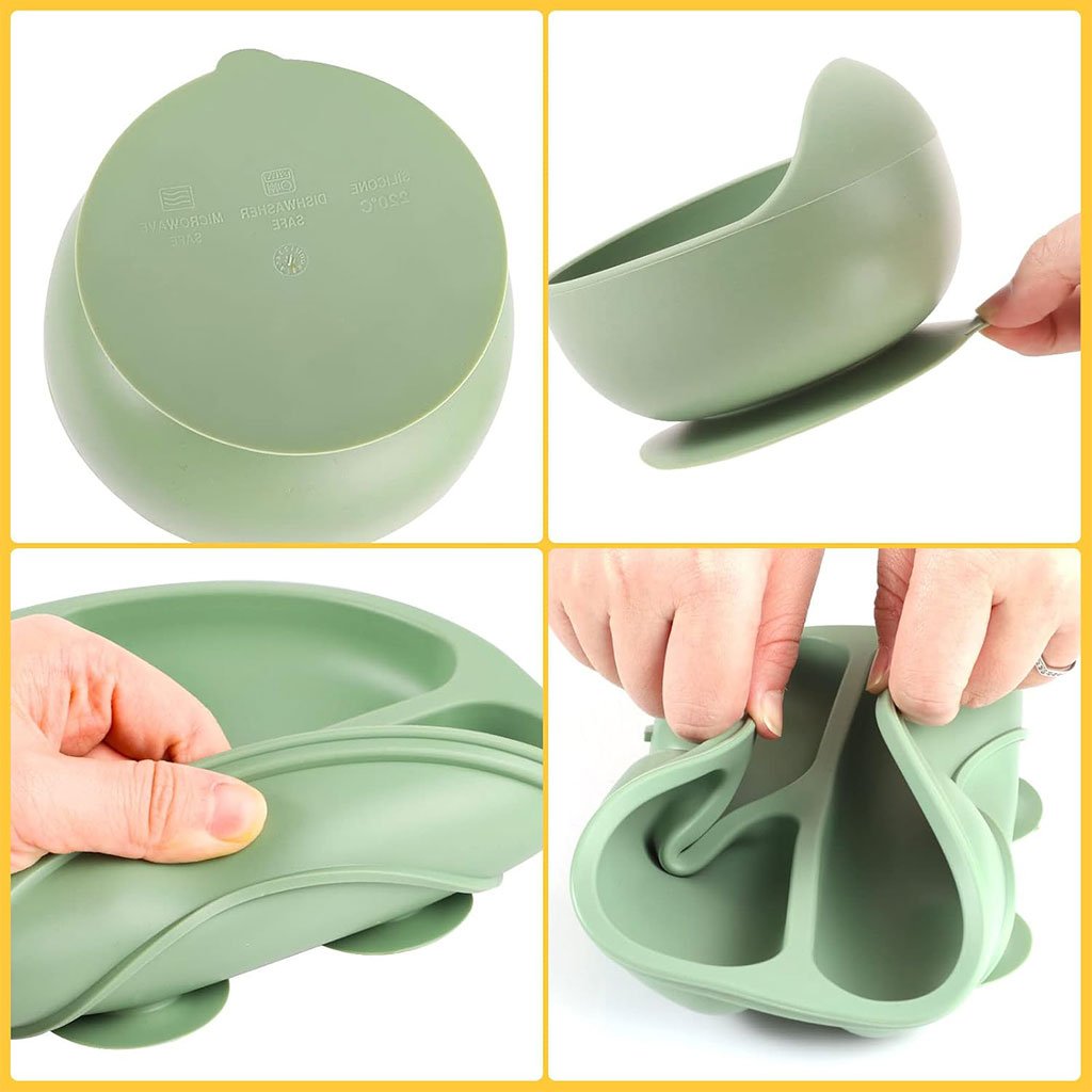⁦Lot de 6 accessoires d’alimentation en silicone pour bébé – طقم تغذية للأطفال⁩ - الصورة ⁦6⁩