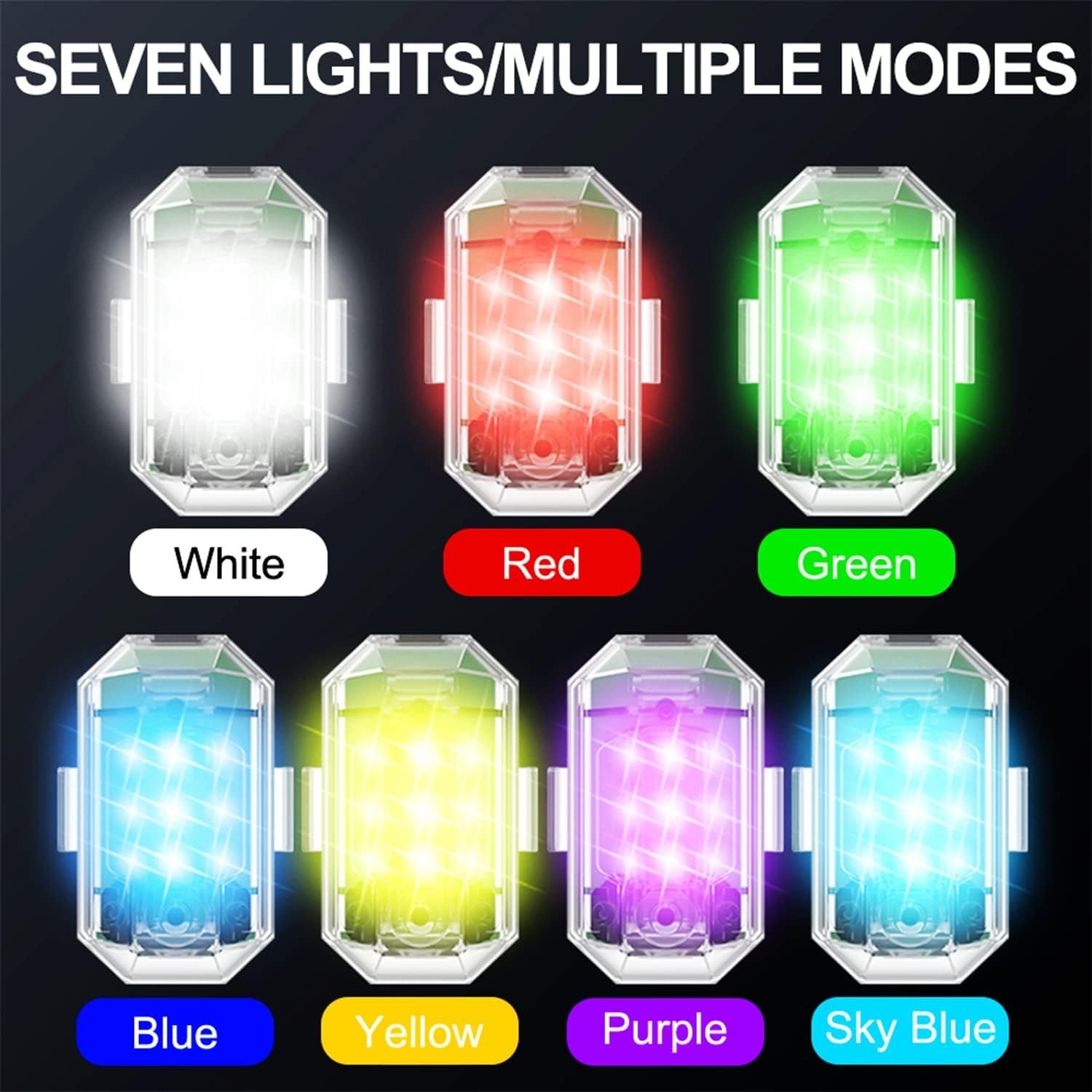 Mini Lumières LED Flash Anti-Collision avec Télécommande sans Fil 30 Modes 2Pcs - أضواء فلاش مع ريموت كنترول لاسلكي لسائقي الدراجات - الصورة 13