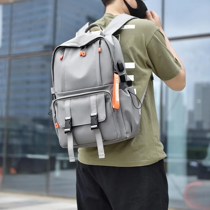 ⁦Sac à Dos Ergonomique et Imperméable Port USB Intégré Gris SACHM02G - حقيبة ظهر متعددة الوظائف للعمل والسفر مع منفذ شحن⁩ - الصورة ⁦2⁩