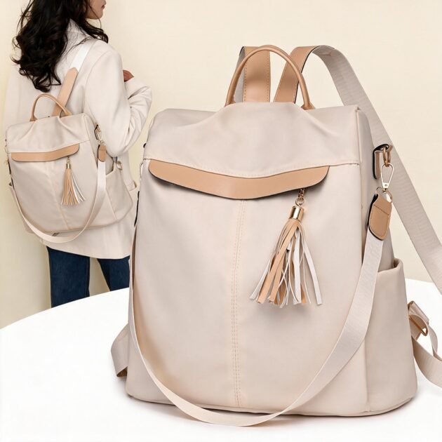Sac à Dos Femme Élégant et Tendance Style Chic Couleur Beige SACKDS26BG - حقيبة ظهر نسائية عصرية بتصميم أنيق متعددة الاستخدامات