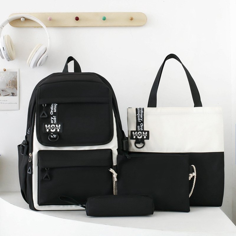 Sac à Dos Multifonctionnel Kawaii Grand Volume Imperméable et Résistant 4Pcs Noir SACKDS12N - حقيبة ظهر بعدة قطع بتصميم كاوايي