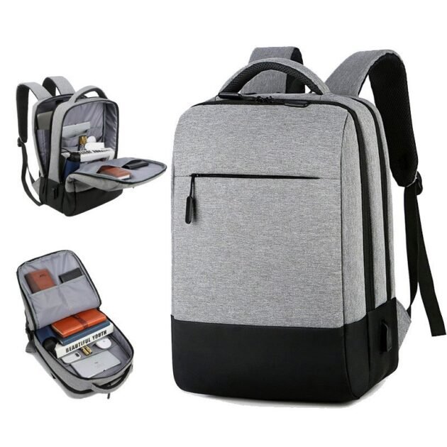 Sac à Dos Ordinateur Portable Multifonctionnel avec Port de Charge USB Grand Volume SACHM07GR - حقيبة ظهر متعددة الاستخدامات للكمبيوتر المحمول والعمل مع منفذ شحن