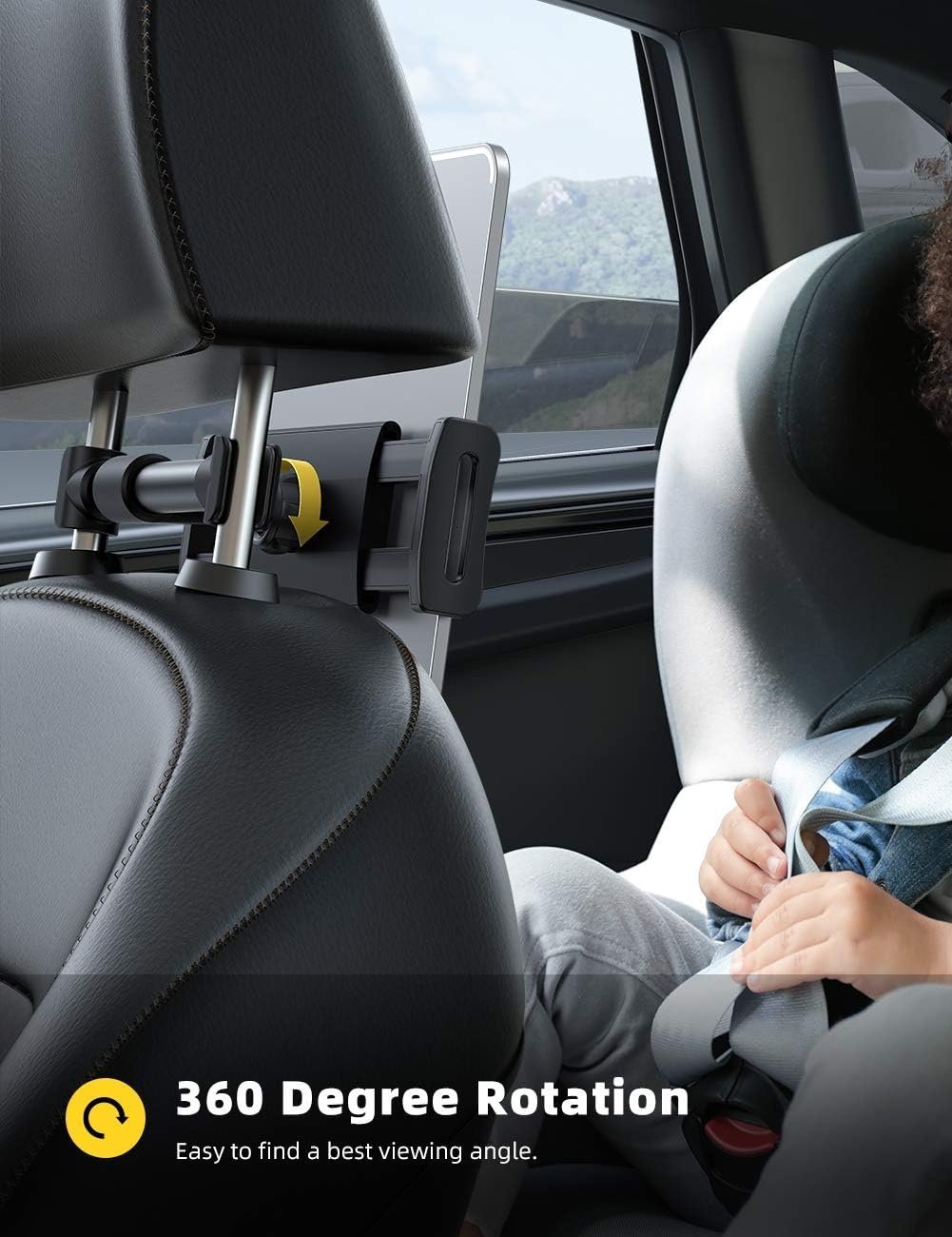 ⁦Support de Voiture pour Appui-Tête Tablettes et Smartphones avec Accès Chargeur - حامل هاتف وتابلت لمقعد السيارة الخلفي قابل للدوران 360 درجة⁩ - الصورة ⁦7⁩