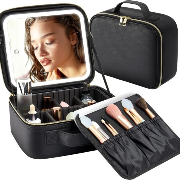 Trousse de Maquillage et Voyage avec Miroir LED Intégré 3 Modes de Lumière - حقيبة تنظيم المكياج والسفر مع مرآة مضيئة