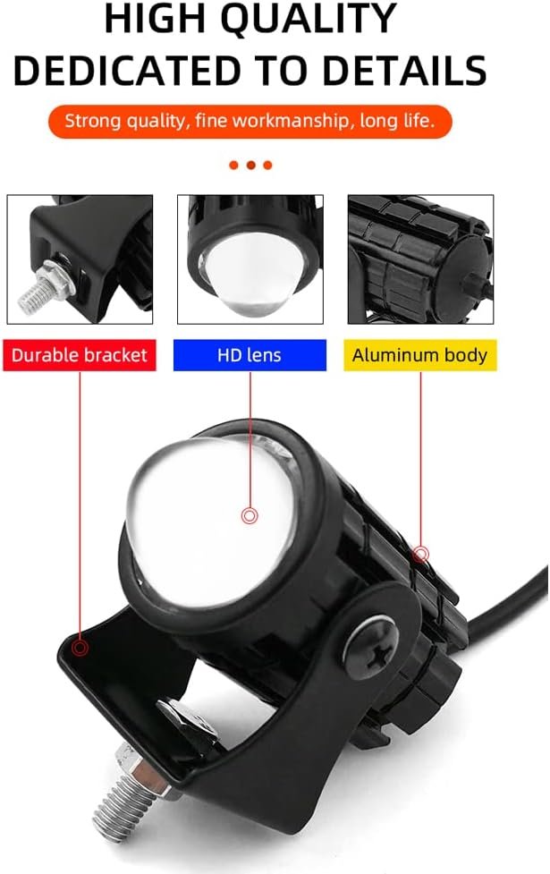 Projecteur LED Ultra Puissant Pour Moto et Véhicule Étanche IP67 DC 12V-80V, 3 Modes d'Éclairage - كشاف إضاءة ليد عالي القوة للمركبات والدراجات النارية