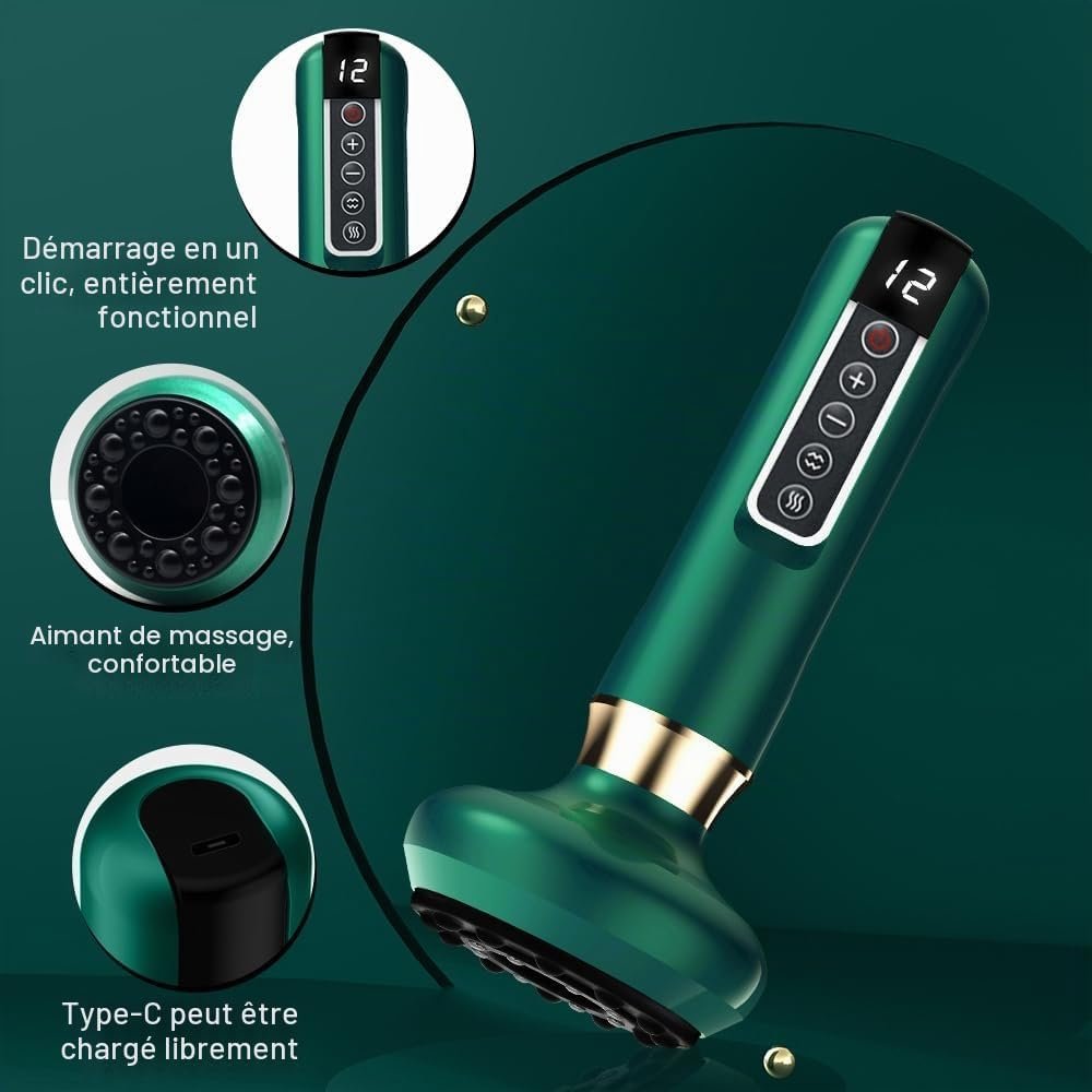 Appareil de Massage GuaSha Ventouse Électrique Rechargeable USB, Chauffant et Anti-Cellulite - جهاز مساج الغواشا والحجامة الكهربائي - الصورة 2