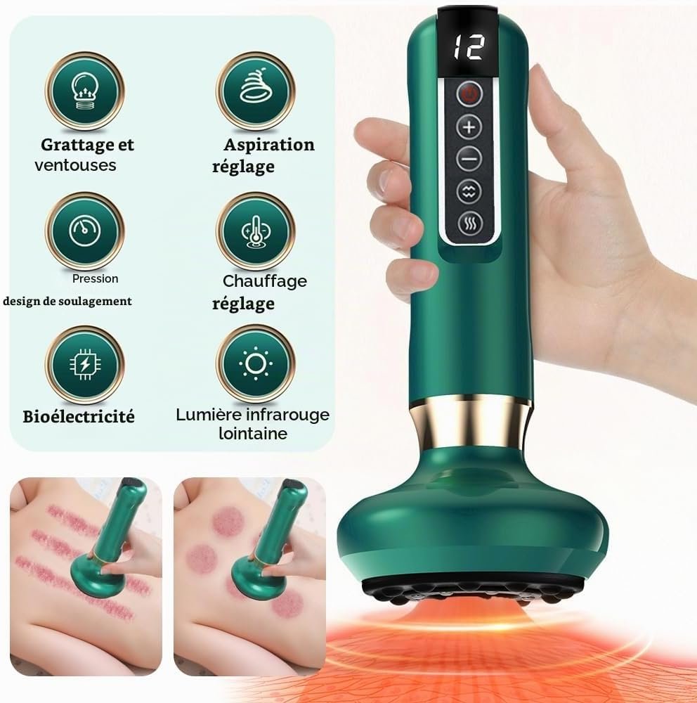 Appareil de Massage GuaSha Ventouse Électrique Rechargeable USB, Chauffant et Anti-Cellulite - جهاز مساج الغواشا والحجامة الكهربائي - الصورة 5