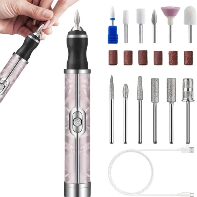 Ponceuse à Ongles Électrique Sans Fil Rechargeable Pour Manucure et Pédicure 4 Vitesses, 12 Embouts - مبرد ومقلم الأظافر الكهربائي اللاسلكي القابل للشحن